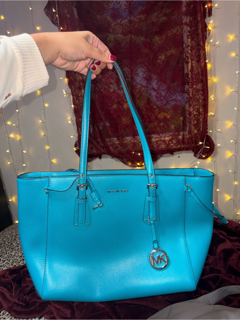 Michael Kors Bright Turquoise Leather Tote